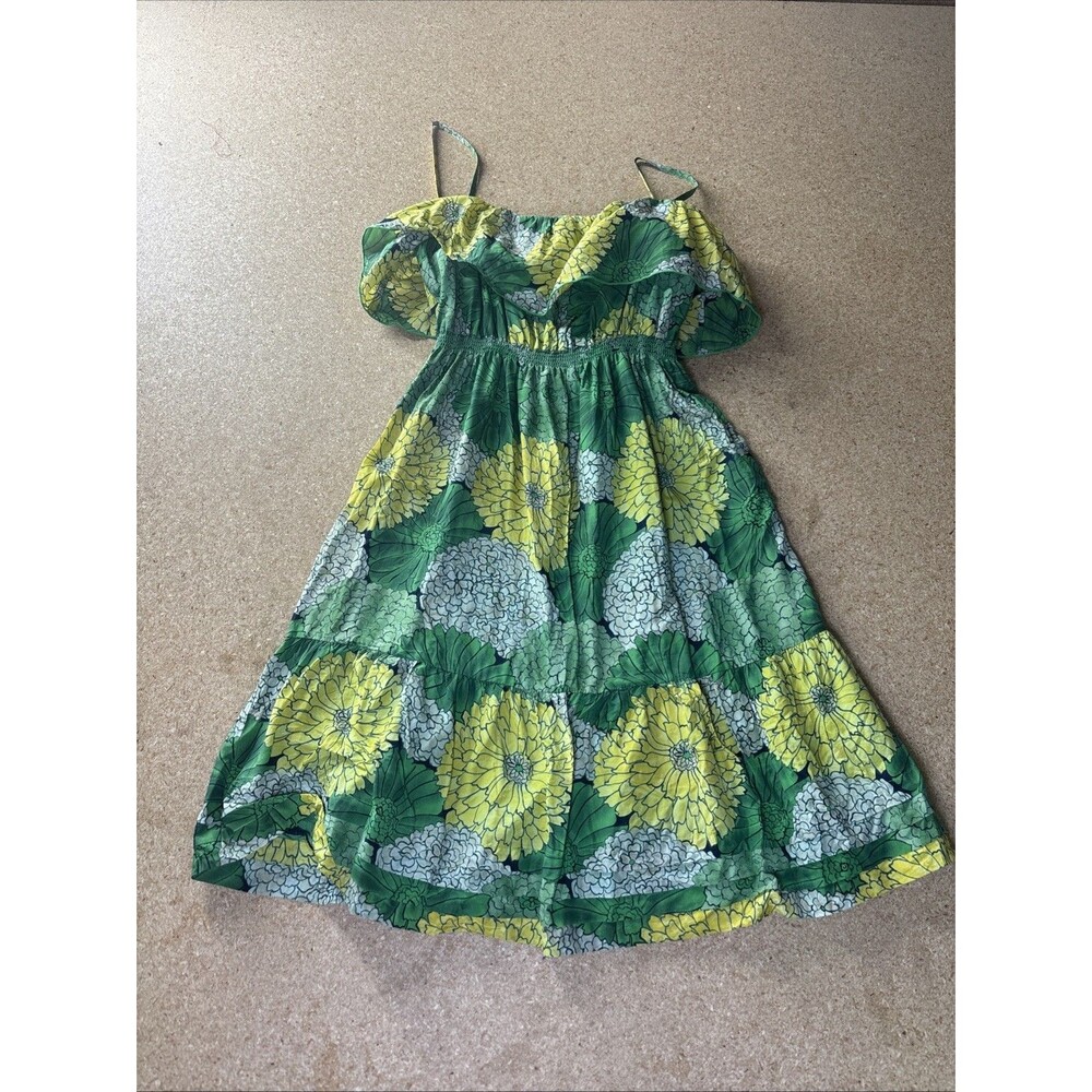 JUICY COUTURE Y2K SZ 6 COTTON SILK SPAGHETTI STRAP FLORAL MINI DRESS B3